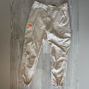 Obey Light Tan Cargo Pants with Orange Accent